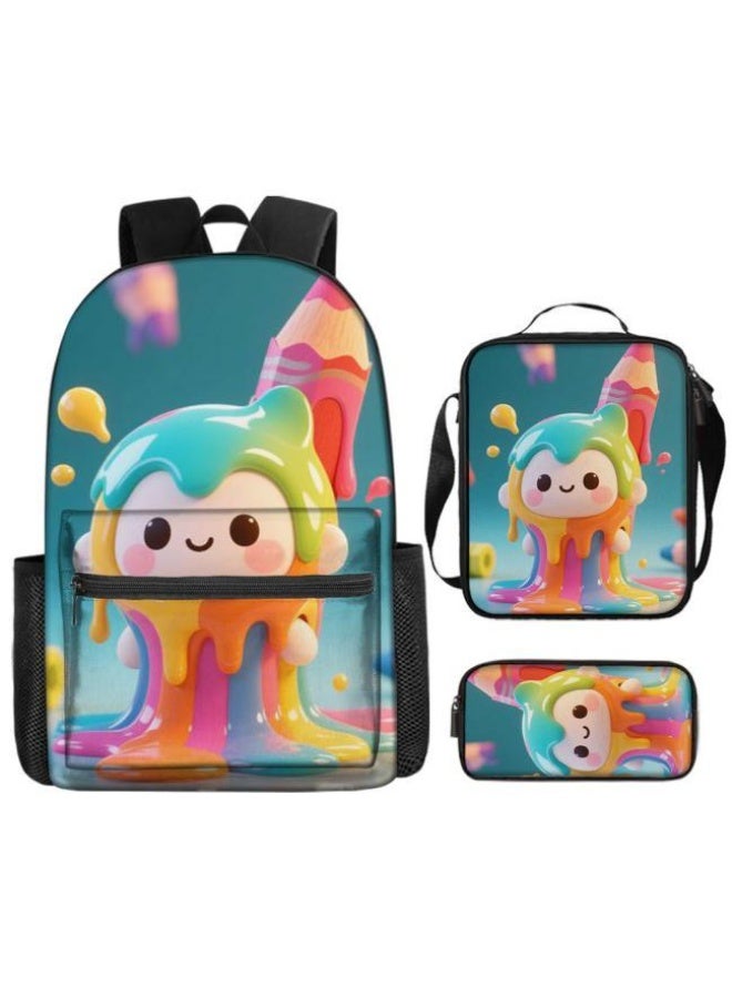 Cartoon backpack three-piece set, cute design, new campus trend (suitable for primary and secondary schools, children) - 2 - Image 2