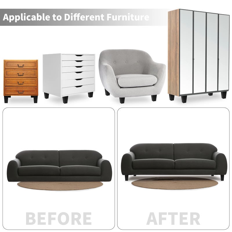 Turstin Set Of 8 Furniture Legs 4 Inch Square Solid Wood Couch Legs Replacement Sofa Legs Mid Century Furniture Feet For Armchair Bed Dresser Cabinet Include Installation Hardware Black - Image 5