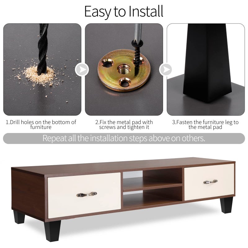 Turstin Set Of 8 Furniture Legs 4 Inch Square Solid Wood Couch Legs Replacement Sofa Legs Mid Century Furniture Feet For Armchair Bed Dresser Cabinet Include Installation Hardware Black - Image 4