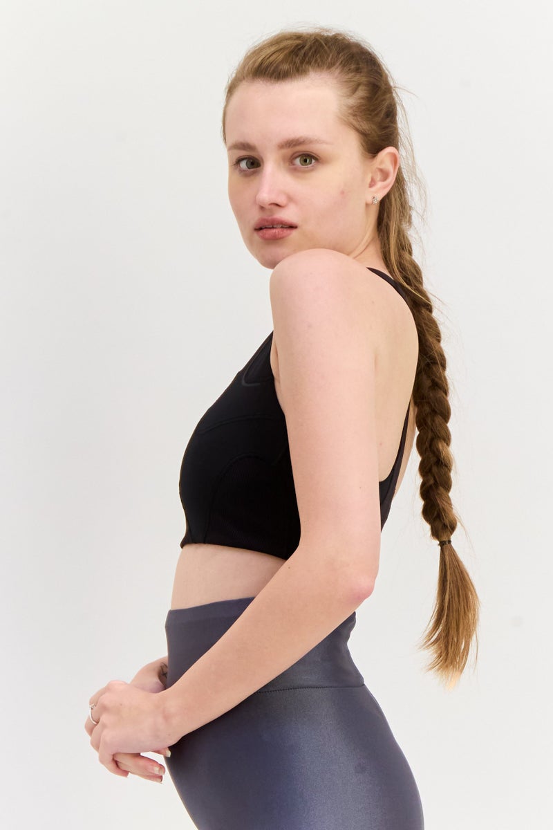 Adidas Women Brand Logo Padded Sports Bra, Black - Image 3