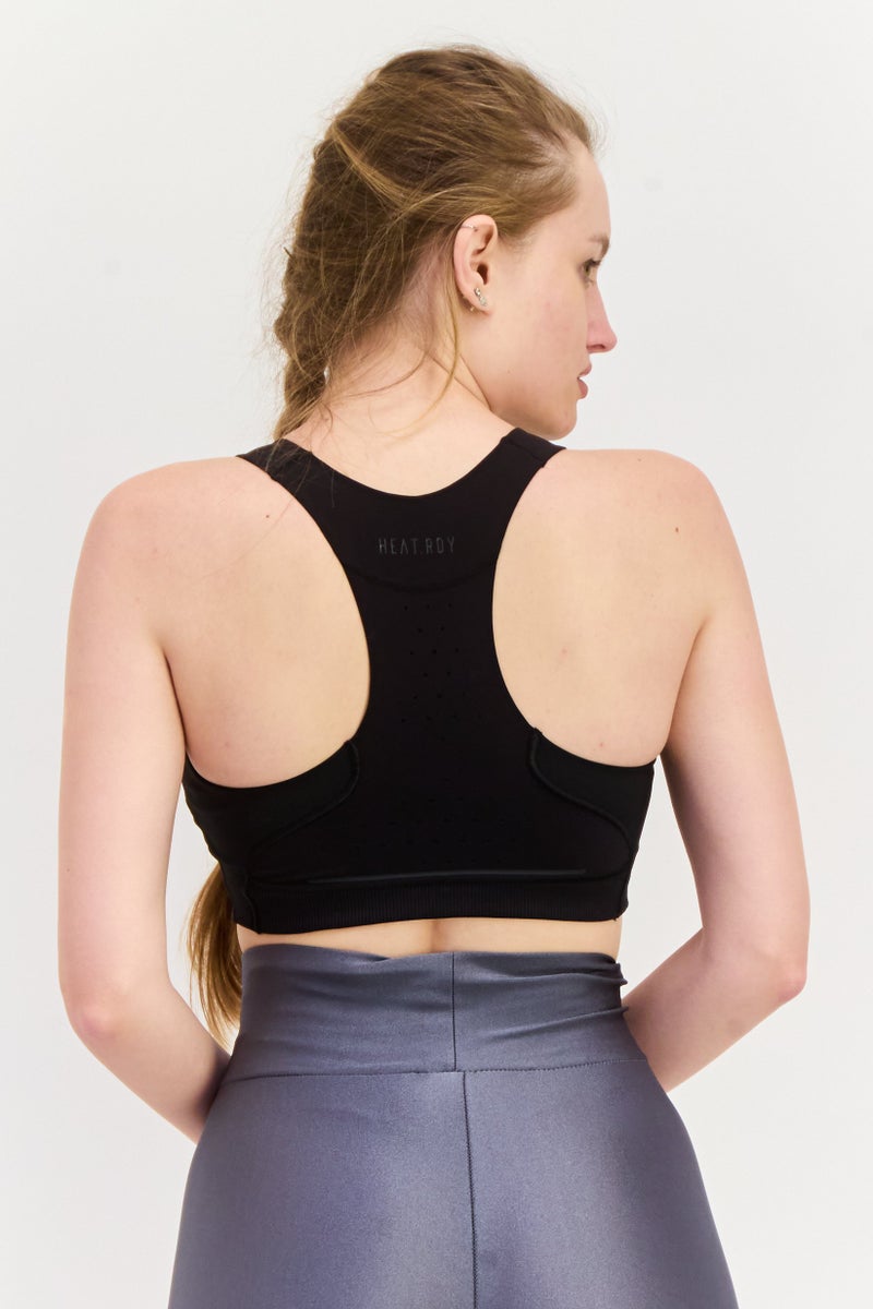 Adidas Women Brand Logo Padded Sports Bra, Black - Image 2