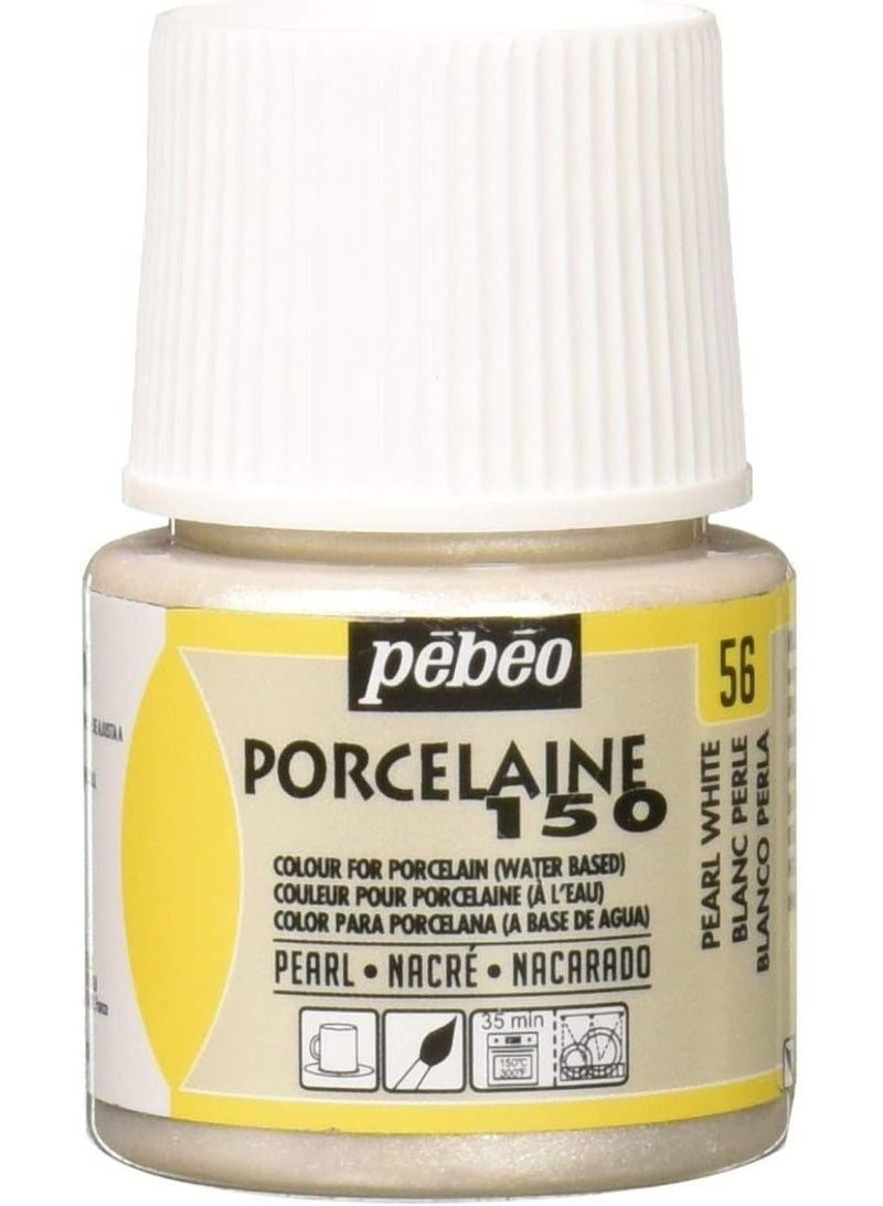 Pebeo Porcelaine 150 Ceramic Paint 45-Milliliter Bottle, Pearl White - Image 1