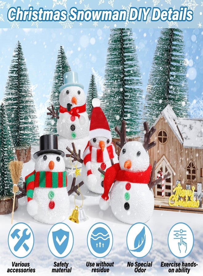 EOBOH 60 Pack Snowman Kit, Christmas Crafts for Kids DIY Kit Bulk, Build a Snowman Set Indoor Decor, Christmas Creative Air Dry Modeling Clay, Xmas Activities Family School Party Snowman Making Supplies - Image 2