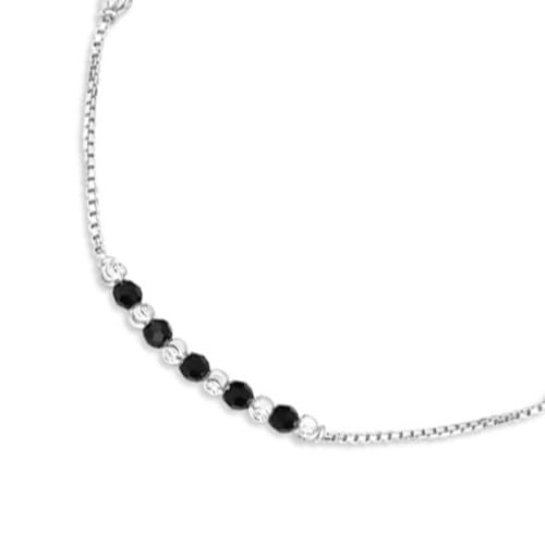 ZAVYA 925 Sterling Silver Dark Allure Black Beads Rhodium Plated Anklet (Pair) | Gift for Women and Girls | 1 Year Plating Warranty - Image 4