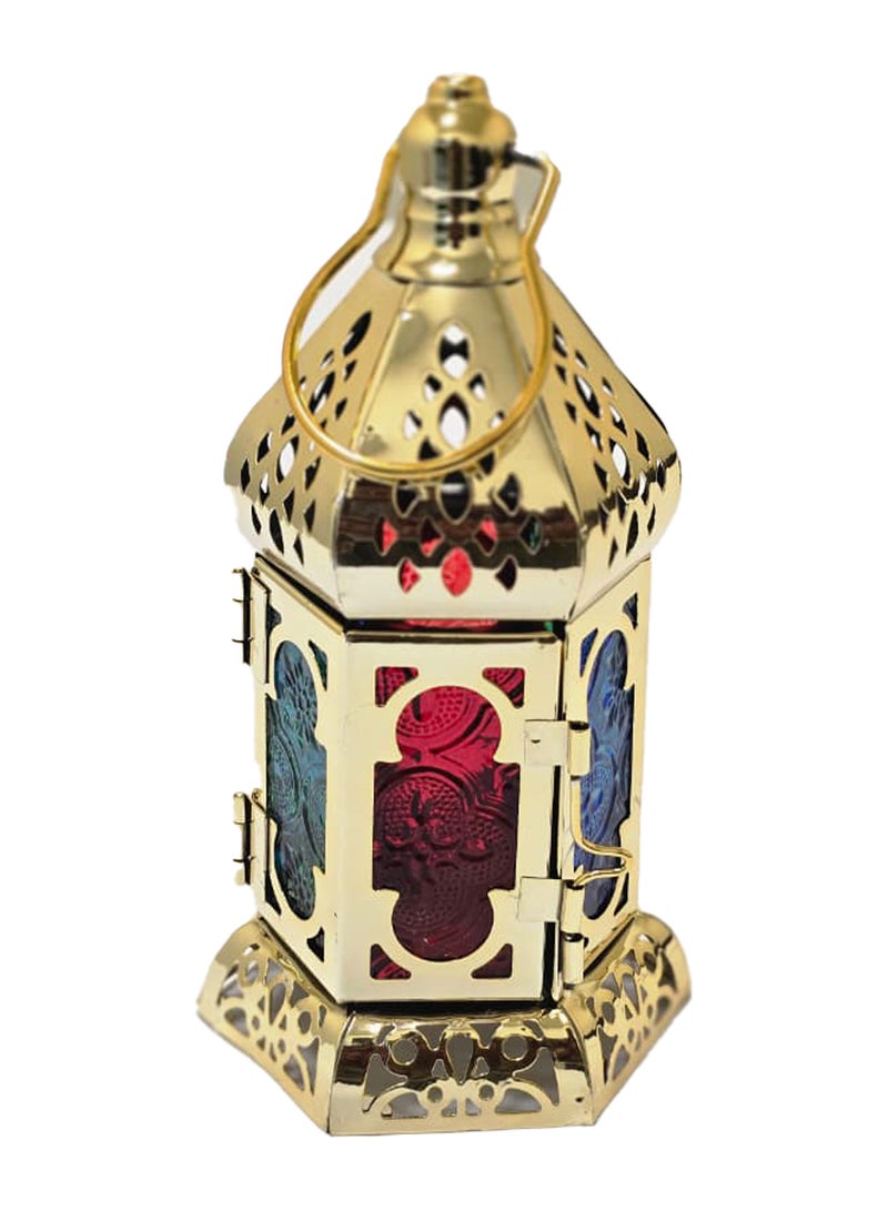 يوويل فانوس رمضان معدني بإضاءة LED بيضاء، مصباح رمضان كريم للديكور الداخلي والخارجي للمنزل والمكتب والطاولة، 17 × 8 سم - Image 1