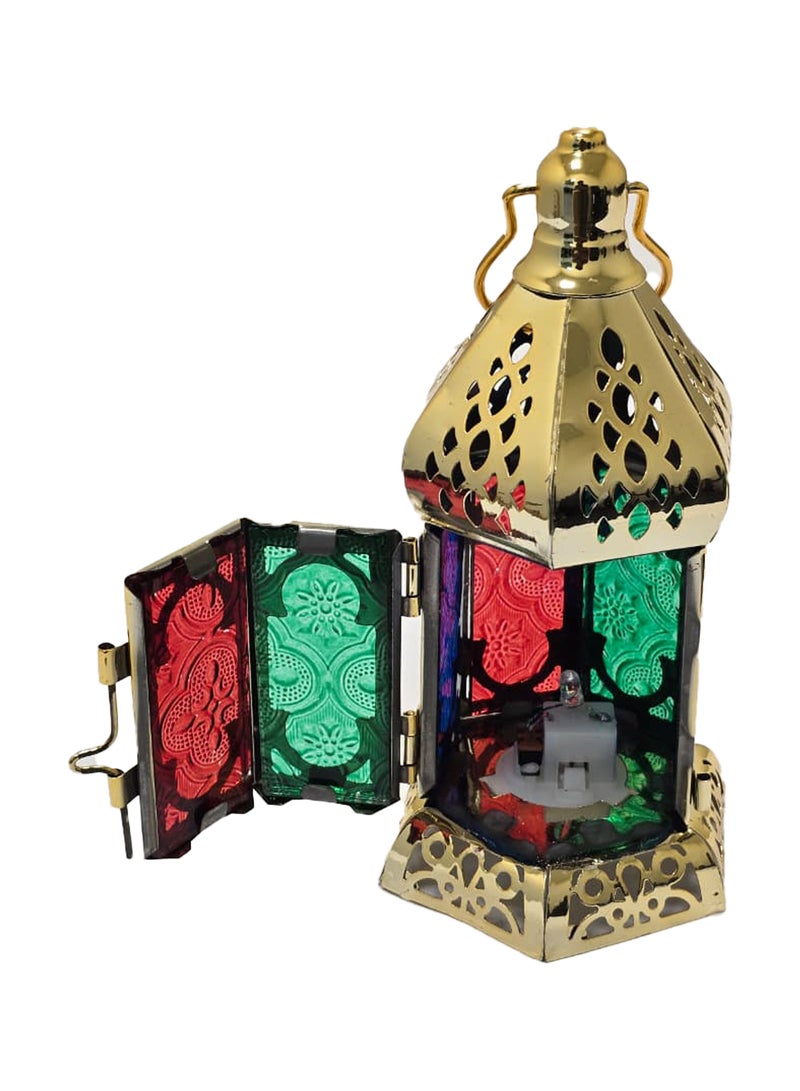 يوويل فانوس رمضان معدني بإضاءة LED بيضاء، مصباح رمضان كريم للديكور الداخلي والخارجي للمنزل والمكتب والطاولة، 17 × 8 سم - Image 5