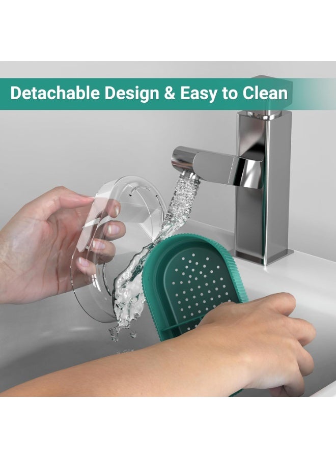 NANAO Green Toothbrush Holders for Bathrooms, Plastic Kids Electric Tooth Brush Holder with Drainage and Drip Tray, Cute Shower Toothpaste Holder Stand Organizer Caddy Countertop Accessories Decor, 3 Slots - Image 3