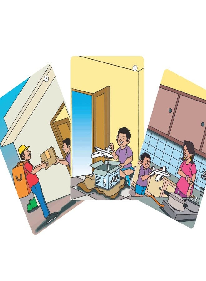 Brainy Bug Resources Flashcards with App-Enabled Audio Feature | 3 Part Stories, Answer 'Where?' 'When?' 'Why?' | Audio in Hindi, Tamil, Telugu, Kannada, Punjabi, English | Speak English - Image 2