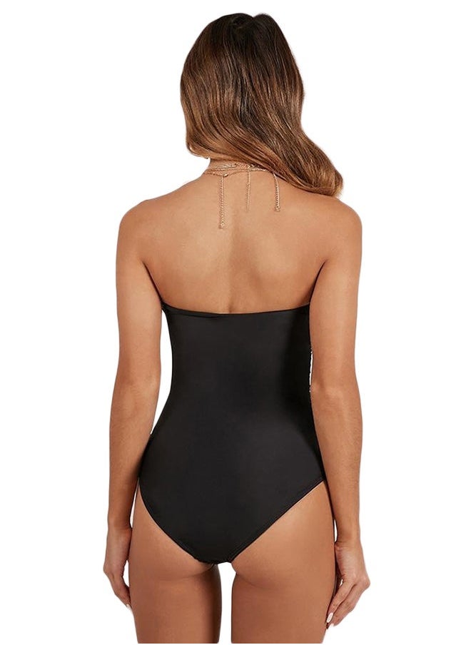 NIBEMINENT Tie Detail Bow One-Piece Swimsuit Black  - Image 2