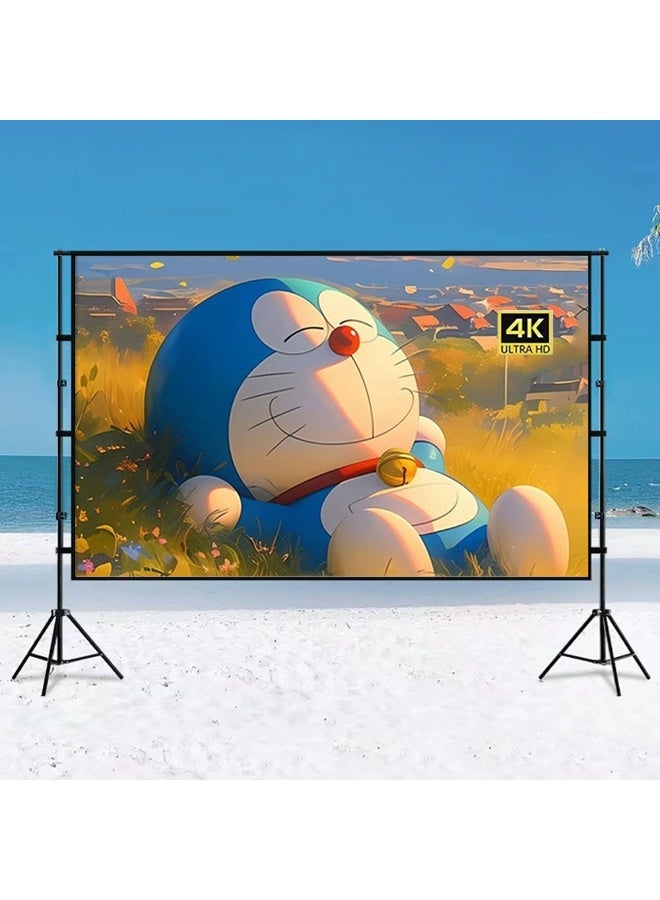 Projector Screen with Stand, 100 inch 16:9 HD 4K Projection Screen with Tripod for Film TV and Video, Portable Movie Screen for Indoor Home Theater Outdoor Backyard (221 x 125CM) - Image 1