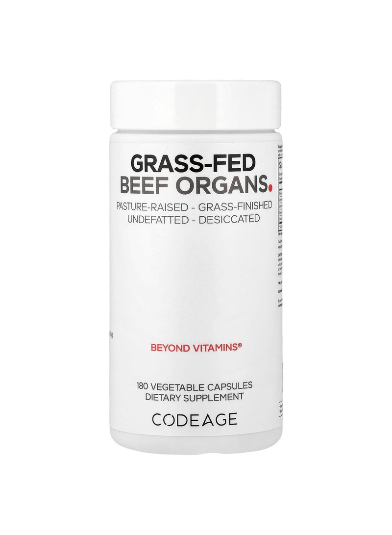 Codeage Grass-Fed Beef Organs, 180 Vegetable Capsules
