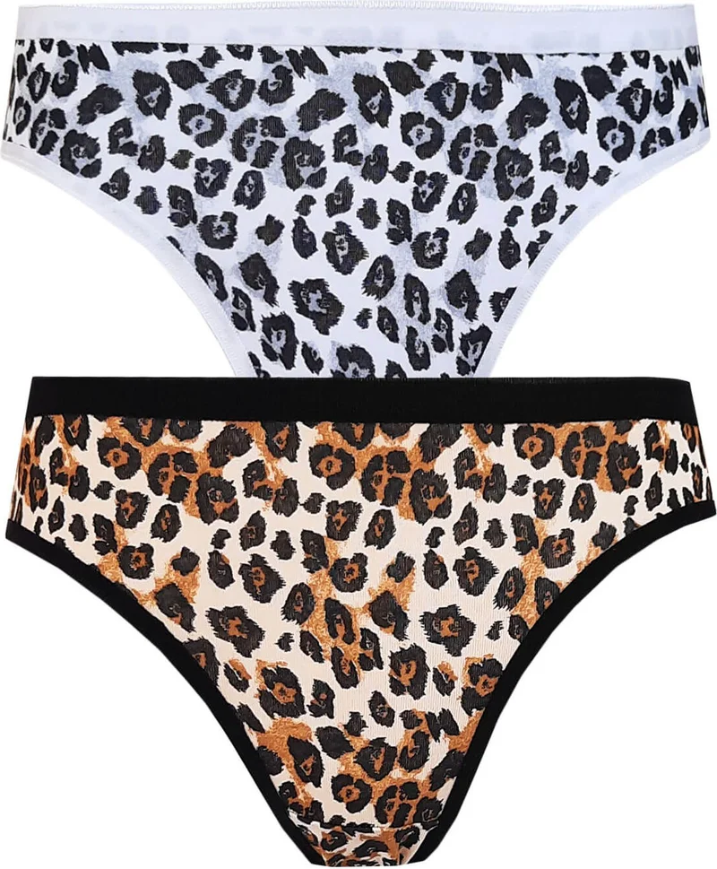 هيبسين راكيب Rivaling All 2-Piece Women's Leopard Bikini Plain Back Cotton Panties Underwear