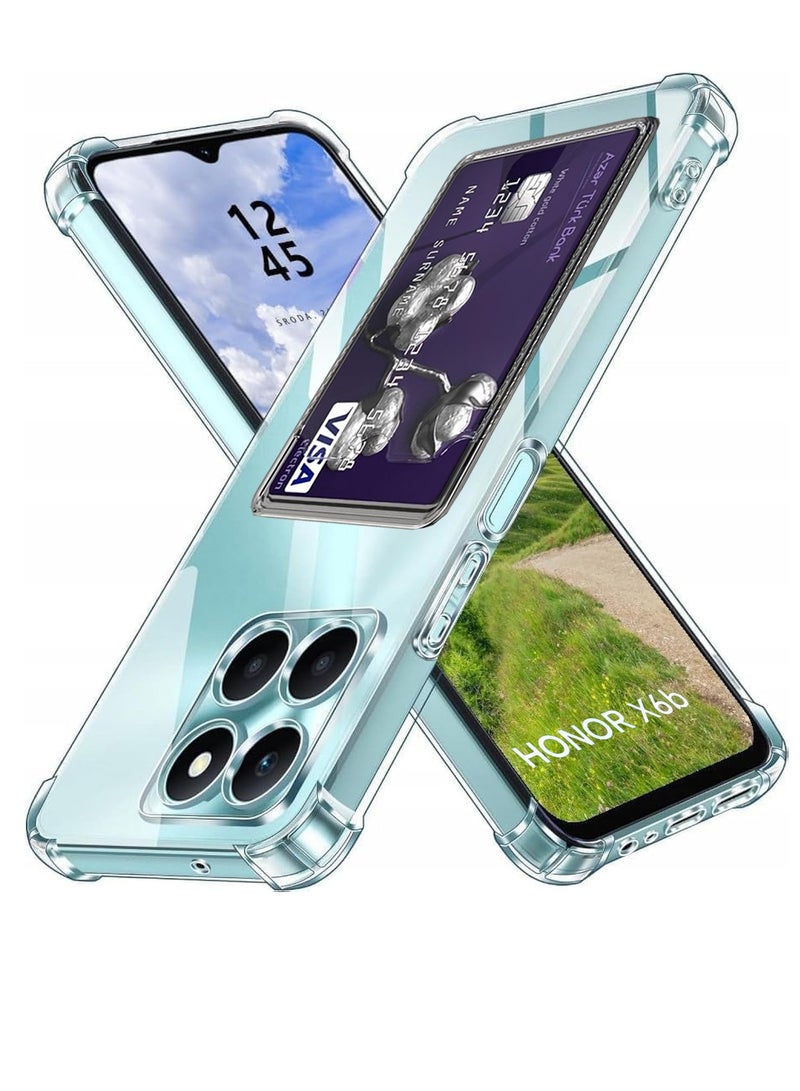 Wallet Phone Case Slim Fit Card Slot Transparent Case Protective Soft Shockproof Case with Card Holder For Honor X6B/X5b/X5b Plus 