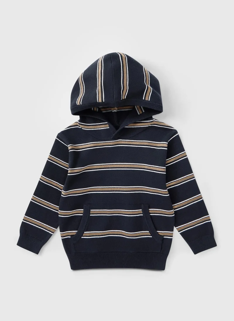 ماتلان Boys Navy Fine Knit Hoodie