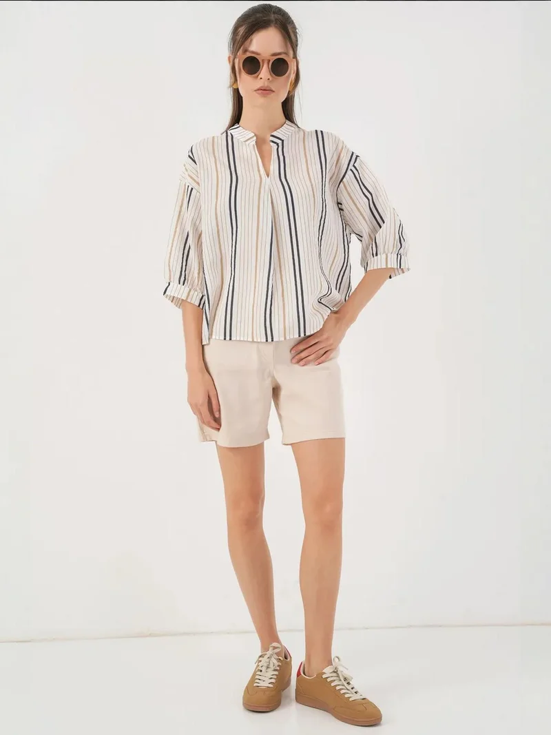 BIG DART BDART Striped V-Neck Blouse