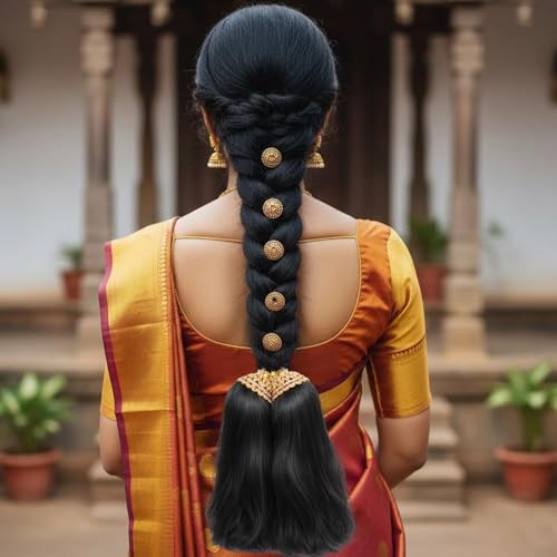 Vama Fashion Gold Plated Bridal False Hair Choti Jada gantalu Billalu Set Hair Ornaments Hair Jewellery of Kunjalam - Image 2