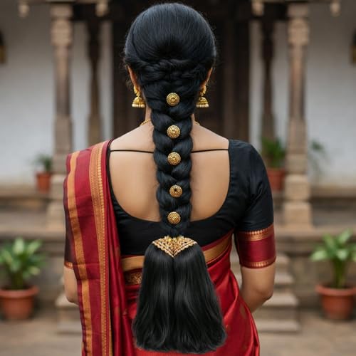 Vama Fashion Gold Plated Bridal False Hair Choti Jada gantalu Billalu Set Hair Ornaments Hair Jewellery of Kunjalam - Image 5