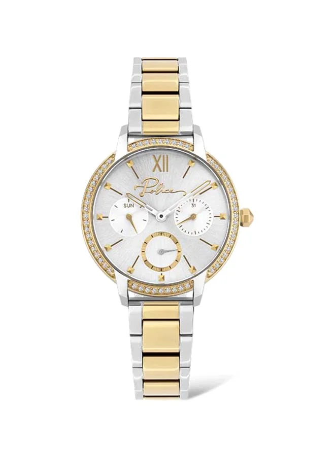 POLICE Nadu White Dial Silver Gold Stainless Steel Bracelet Analog Watch for Women 34mm