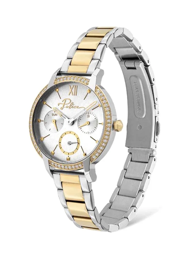 POLICE Nadu White Dial Silver Gold Stainless Steel Bracelet Analog Watch for Women 34mm