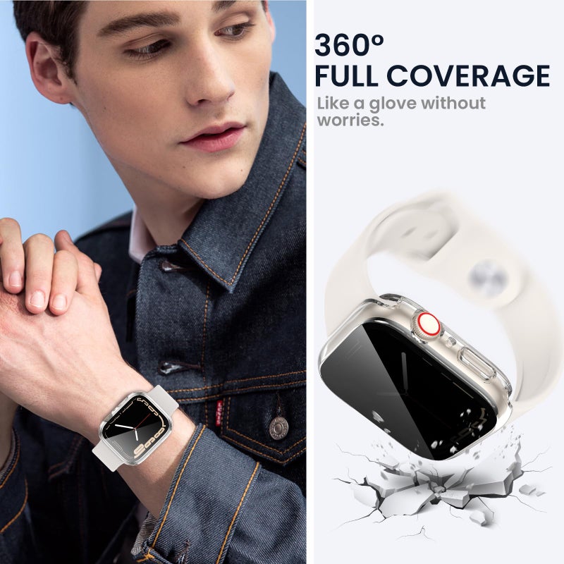 Tensea (2-in-1) for Waterproof Apple Watch Screen Protector Case SE 2nd Generation Series SE 6 5 4 40mm, iWatch PC Face Cover Built-in Privacy Tempered Glass Film [26° Anti Spy] [360° Full Protection] - Image 5