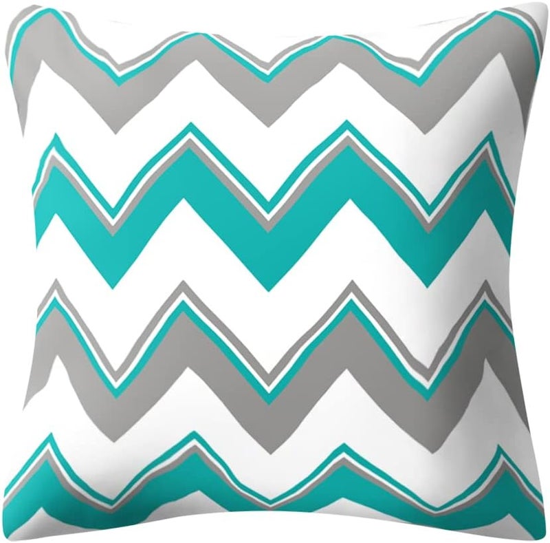 Drmstow Teal Pillow Covers 18x18 Set of 4 Turquoise and Grey Blue Geometric Decorative Throw Pillow Cushion Covers for Couch Living Room Bed Outdoor Patio Furniture Indoors Home Decor… - Image 4