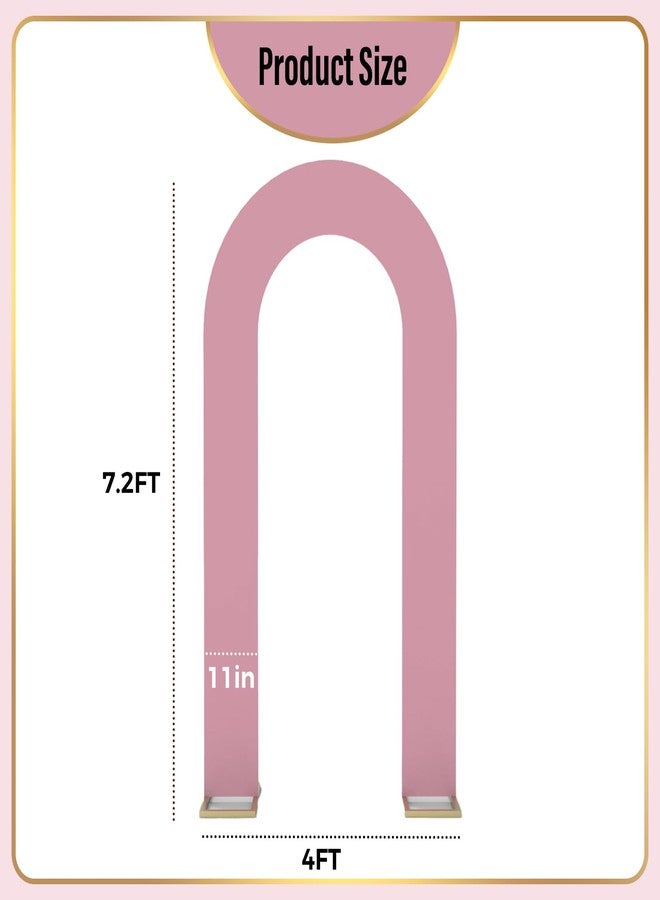 LEBENGURU غطاء خلفية قوس مفتوح مطور من LEBENGURU بطول 7.2 قدم، أقواس زفاف دائرية علوية من قماش سباندكس بلون وردي باهت، أغطية حامل قوس على شكل حرف U مزدوجة الجوانب لحفلات أعياد الميلاد وحفلات استقبال المولود الجديد وتزيين البالونات - Image 3