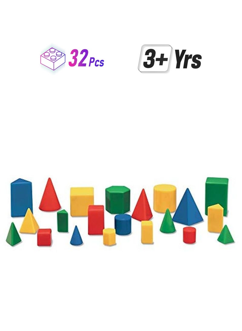 hand2mind Mini Plastic Geosolids Relational Shapes Set Of 32 Blocks - Image 1