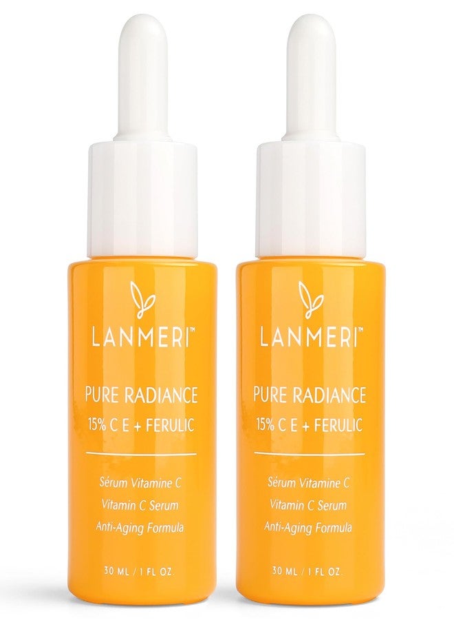 Lanmeri Ceuticals 15% Vitamin C + E + Ferulic Serum: Advanced Antioxidant Defense Formula with 1% Vitamin E & 0.5% Ferulic Acid – High-Stability Vitamin C Serum (1 Fl Oz (Pack of 2, Vitamin C - Image 1