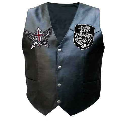 VEGASBEE® St. George Saint Patch Mounted Slaying Dragon Saint George Cross Shield Christian Embroidered Iron-On Patch Emblem Silver Metallic Medium Size 4.5" by 3.5" inches USA - Image 2
