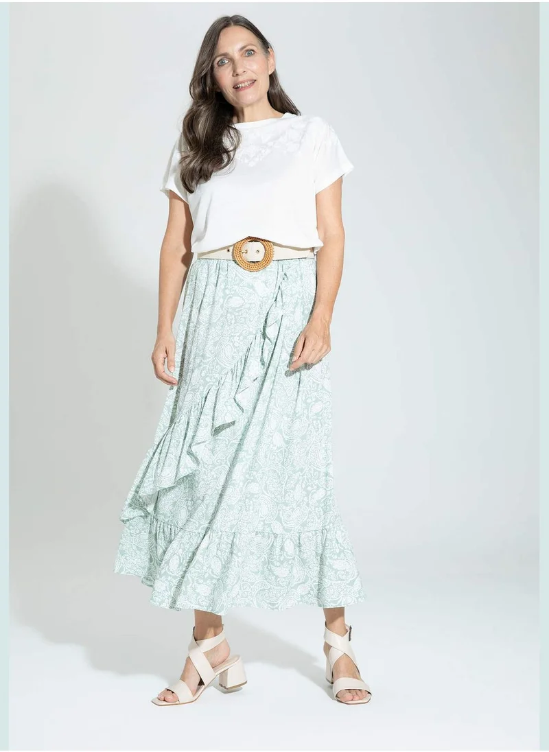 DeFacto A Cut Printed Midi Skirt