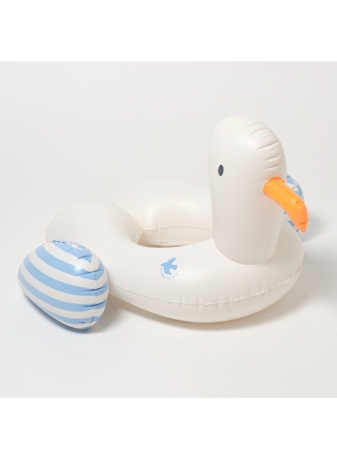سني لايف حلقة سباحة قابلة للنفخ للأطفال - طائر النورس سيد مخطط أزرق - أنبوب مسبح ممتع للأطفال الصغار والأطفال - حلقة عائمة مريحة للسباحة الصيفية والشاطئ والمسبح - Image 1
