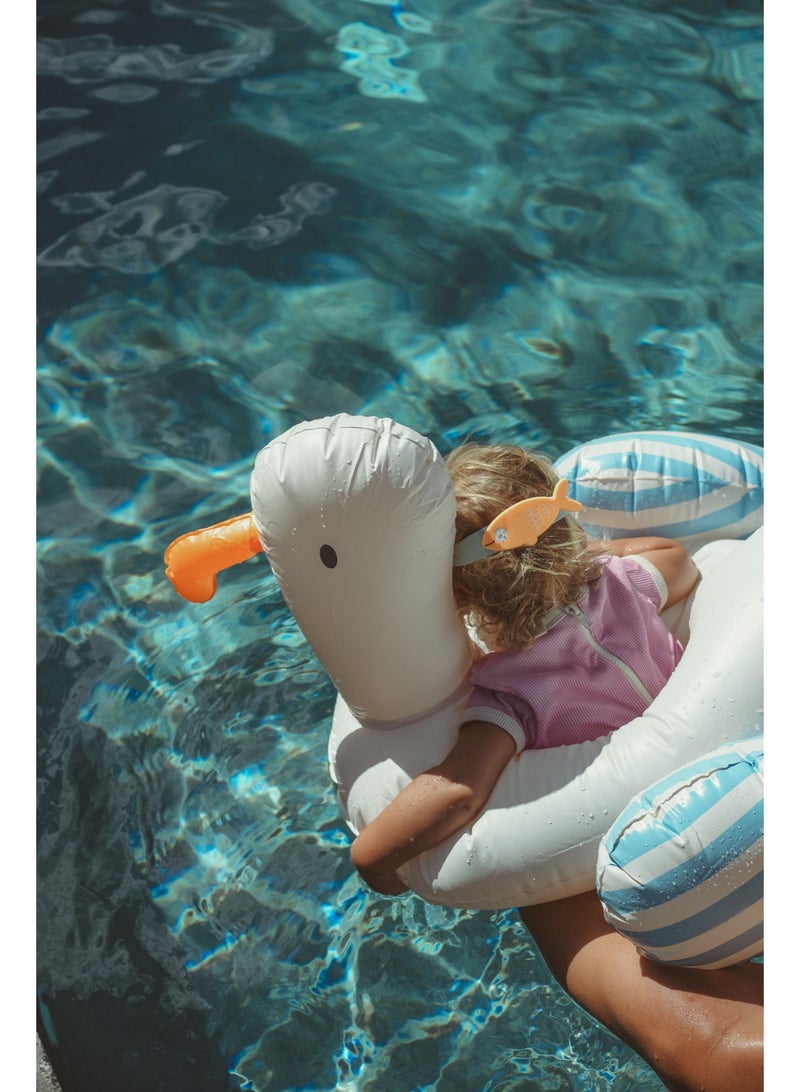 سني لايف حلقة سباحة قابلة للنفخ للأطفال - طائر النورس سيد مخطط أزرق - أنبوب مسبح ممتع للأطفال الصغار والأطفال - حلقة عائمة مريحة للسباحة الصيفية والشاطئ والمسبح - Image 3