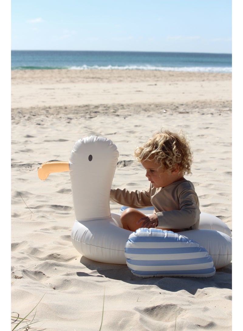 سني لايف حلقة سباحة قابلة للنفخ للأطفال - طائر النورس سيد مخطط أزرق - أنبوب مسبح ممتع للأطفال الصغار والأطفال - حلقة عائمة مريحة للسباحة الصيفية والشاطئ والمسبح - Image 4