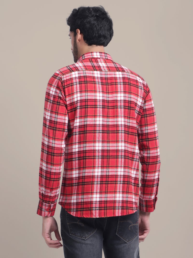 AMSWAN MEN'S RED PLAID FLANNEL CHECKED SHIRT - Image 1