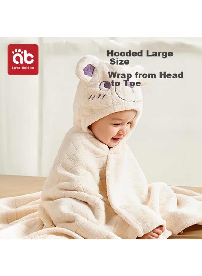 AIBEDILA Aibeidila Baby Cape Bath Towel, Absorbent Wearable Bathrobe, Children's Hooded Bath Towel With Hood, 105*105cm, Green - Image 1