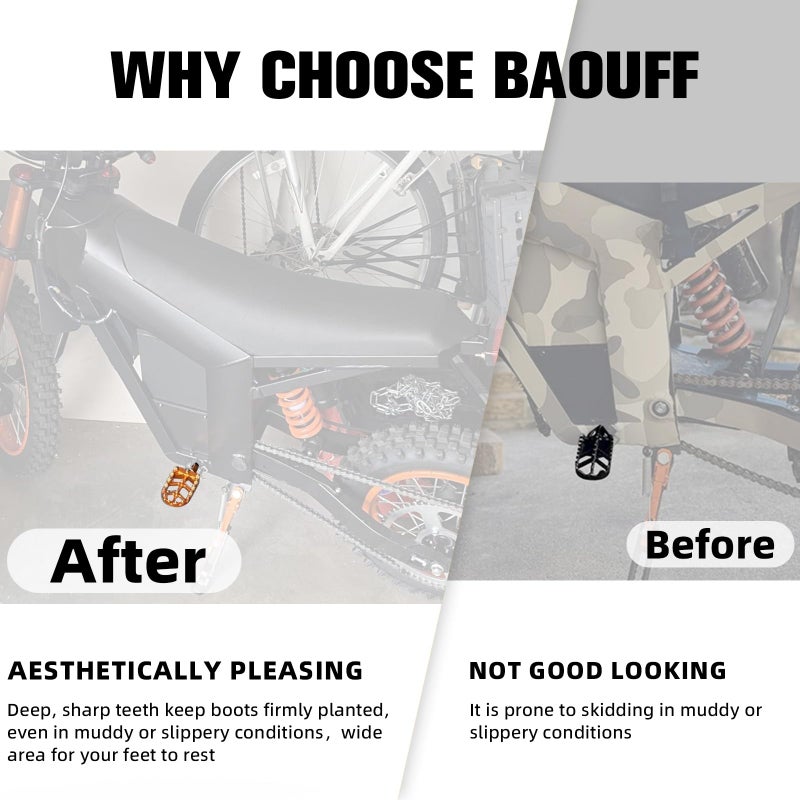 BAOUFF Dirt Bike Foot Pegs for Tutti Soleil01,CNC 7075 Aluminum FootPegs Rest Pedal for Tuttio Soleil 01 Off-Road EBike-Black - Image 4