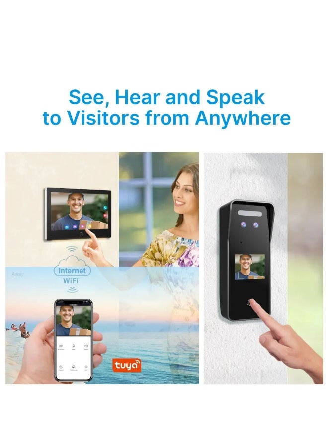 Crony RL-DX7FR Smart Face Recognition Video Doorphone | 7-Inch HD Touchscreen | 2MP Camera | Night Vision | Visual Intercom | Supports Tuya App, 512GB TF Card, and Loop Recording | Weather Forecast & LED Light | Dual Outdoor Camera Support - Image 3