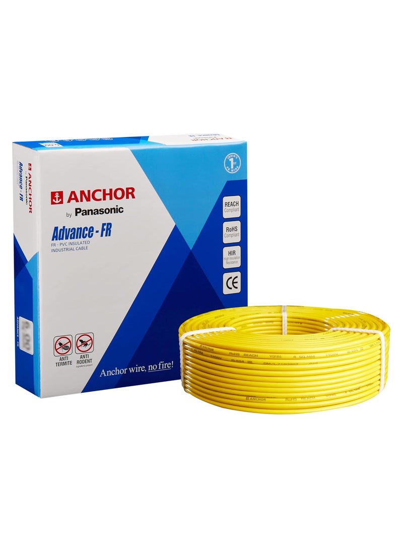 Anchor Anchor by Panasonic Advance FR Electric Wire 075 sq mm PVC Insulated Copper Wire for Home Wiring 90 Meter Electric Wire Cable for Industrial and Domestic Connections Yellow 27380YW  - Image 1