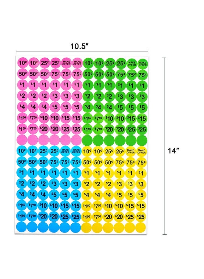 Dreecy Yard Sale Price Stickers Garage Sale Prepriced Price Tag Labels 1920 Pcs 3/4 Diameter Flea Market Preprinted Pricing Stickers For Retailbright Neon Colors (Pink Green Blue Yellow) - Image 3