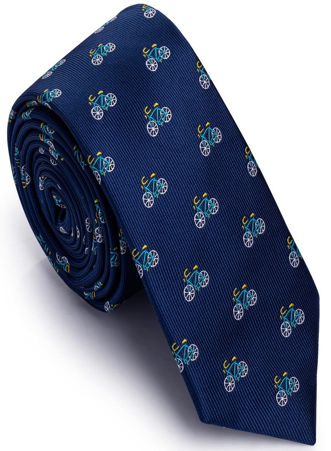 HAWSON Bicycle Tie Cycling Theme Jacquard Woven Necktie for Bike Riders, Bike Gifts for Cyclists Men 2.5 Inch - Image 1