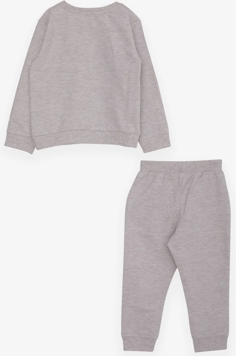 Breeze Boy's Tracksuit Suit Embroidered Text Printed Beige Melange (2-6 Years)