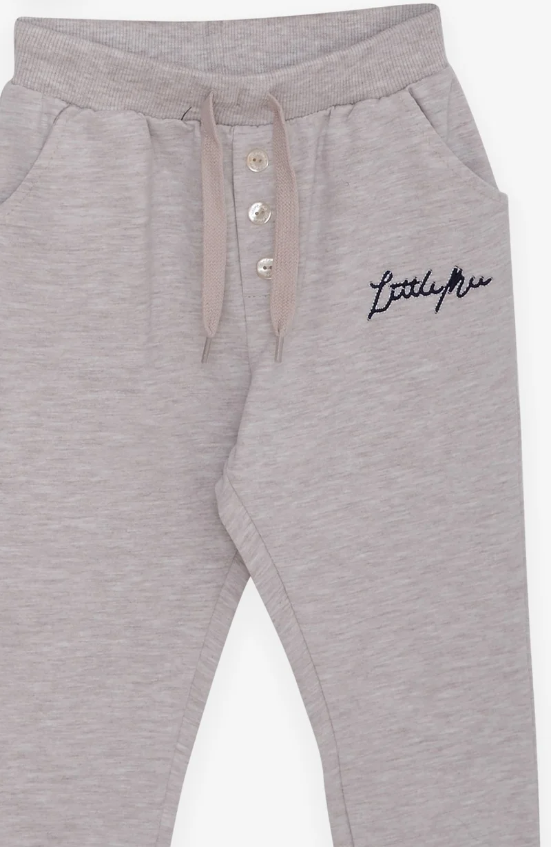 Breeze Boy's Tracksuit Suit Embroidered Text Printed Beige Melange (2-6 Years)