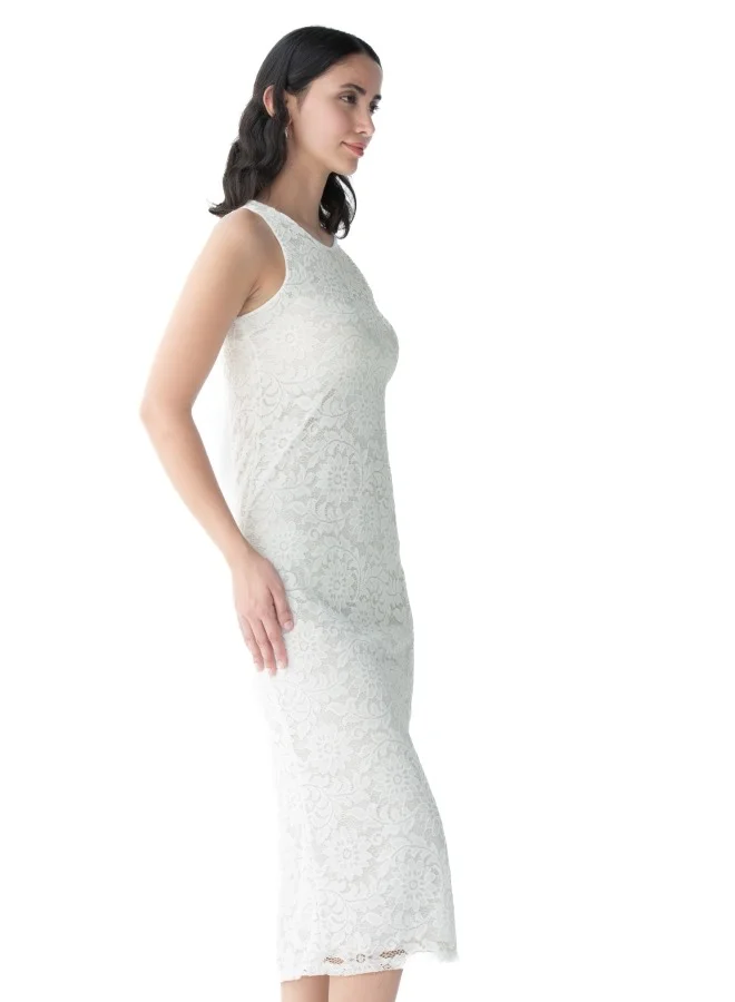 HaILYS White Lace Midi Dress