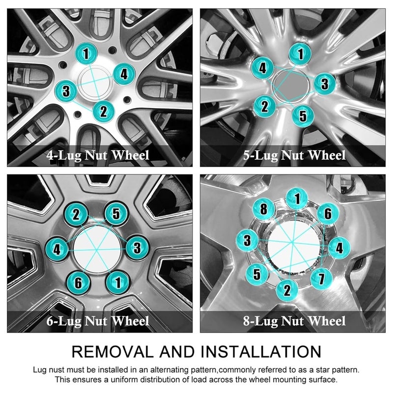 Wheel Lug Nuts Auto M12X1.25 Wheel Lug Nuts M12x1.5 Steel Racing Screw Bolt Head Cover Car Repair Tools Accessories(F) - Image 3