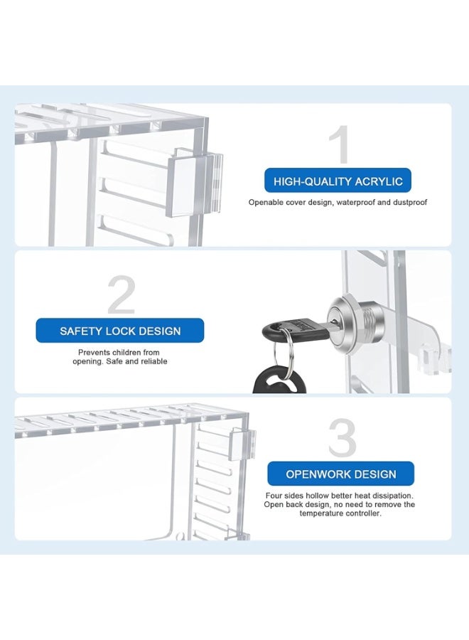 Relex Thermostat Lock Box With Key, Thermostat Guard Box 6.5 X 4.72 In Thermostat Cover With Lock, Thermostat Guards Universal Acrylic Thermostat Protector For Restaurants, Wall Ac Panel, School - Image 3
