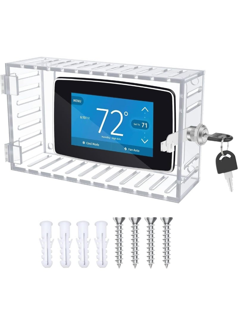 Relex Thermostat Lock Box With Key, Thermostat Guard Box 6.5 X 4.72 In Thermostat Cover With Lock, Thermostat Guards Universal Acrylic Thermostat Protector For Restaurants, Wall Ac Panel, School - Image 1