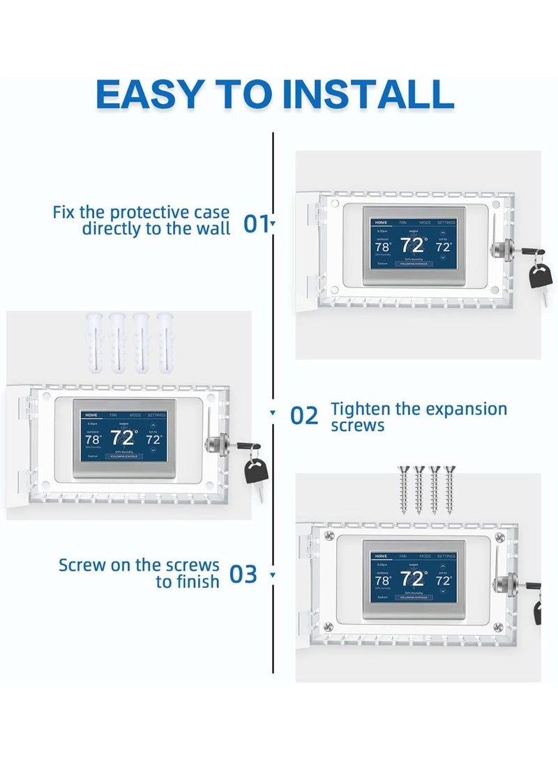 Relex Thermostat Lock Box With Key, Thermostat Guard Box 6.5 X 4.72 In Thermostat Cover With Lock, Thermostat Guards Universal Acrylic Thermostat Protector For Restaurants, Wall Ac Panel, School - Image 4