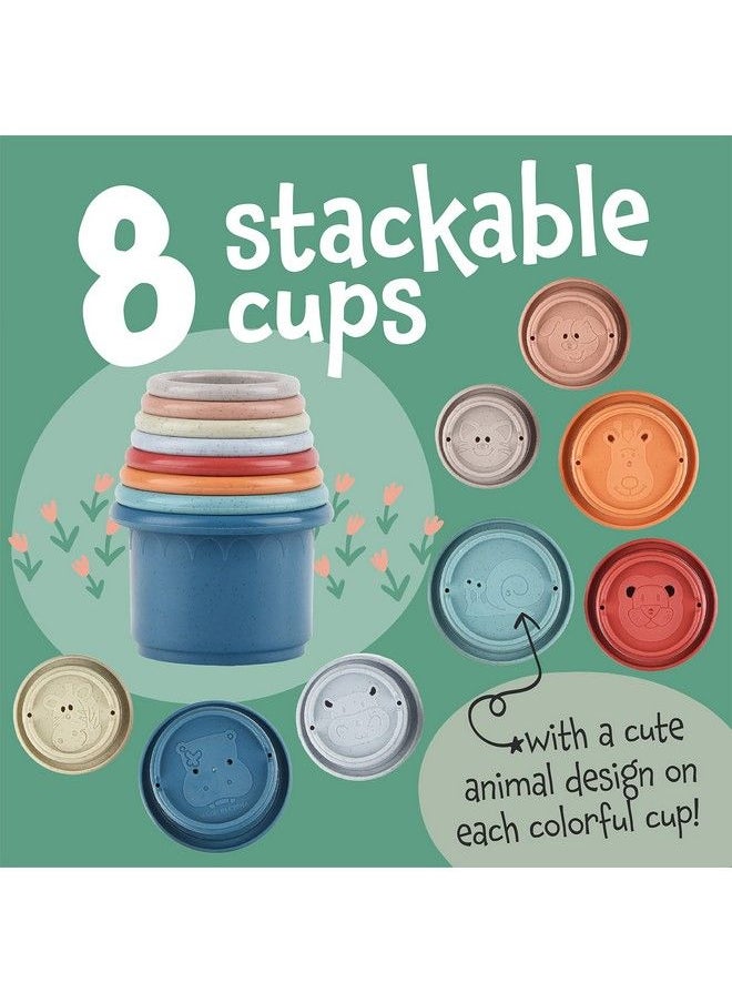 Evergreen Pet Supplies - [8 Pc] Stacking Cups For Rabbits Wheat Straw Rabbit Toys With Cute Animal Designs Bunny Stacking Cups To Play With Rabbits Nesting Toys For Rabbits To Keep Busy Graduated Sized Stackable Toys - Image 1