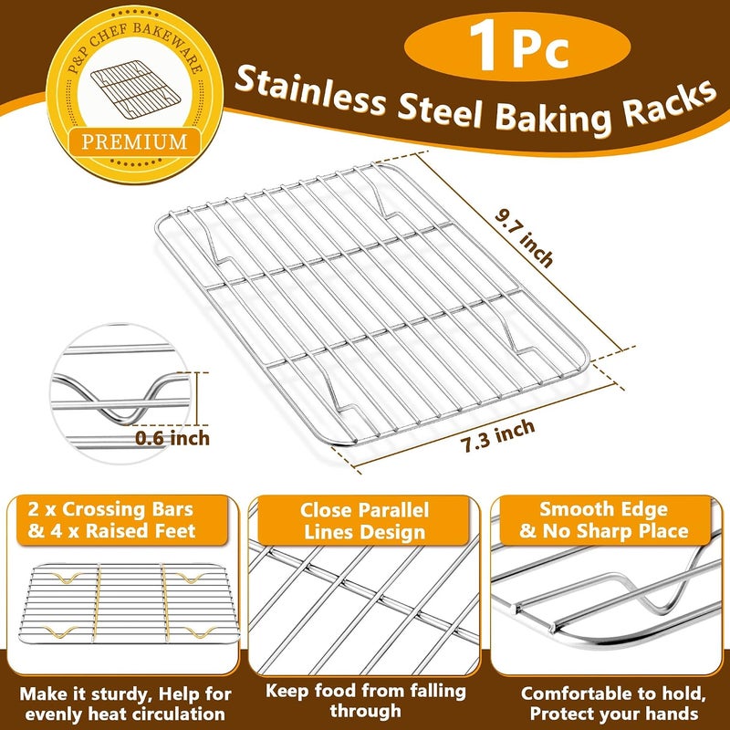 P&P CHEF Stainless Steel Toaster Oven Tray and Rack Set - 10.4 x 8 x 1 Inch, Non Toxic & Dishwasher Safe - Image 3
