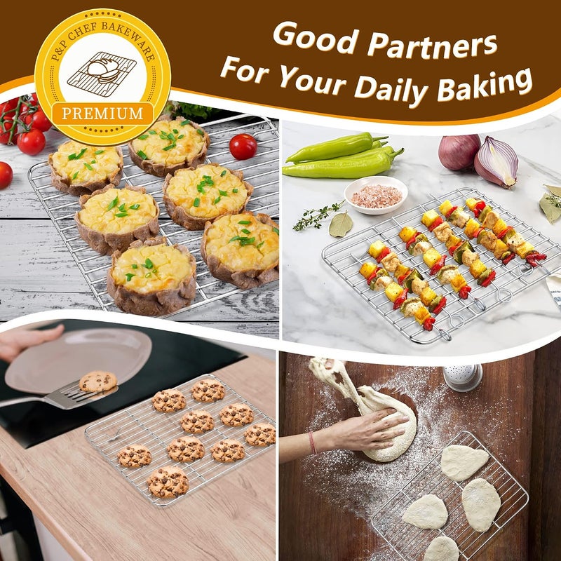 P&P CHEF Stainless Steel Toaster Oven Tray and Rack Set - 10.4 x 8 x 1 Inch, Non Toxic & Dishwasher Safe - Image 5